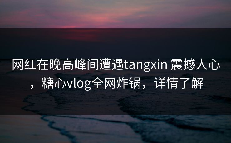 网红在晚高峰间遭遇tangxin 震撼人心，糖心vlog全网炸锅，详情了解